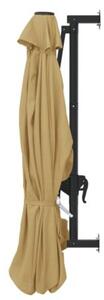 Parasol ścienny na metalowym słupku, 300 cm, kolor taupe