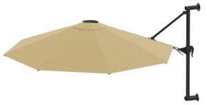 Parasol ścienny na metalowym słupku, 300 cm, kolor taupe