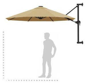 Parasol ścienny na metalowym słupku, 300 cm, kolor taupe