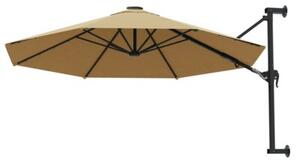 Parasol ścienny na metalowym słupku, 300 cm, kolor taupe