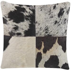 Poduszka dekoracyjna szara skórzana patchwork x cm z wypełnieniem Marady Beliani