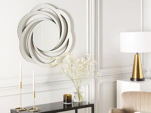 Nowoczesne lustro ścienne szklane srebrne w kształcie cyklonu do salonu Treban Beliani