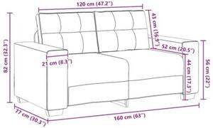 Sofa dwuosobowa, czarna, 120 cm, tkanina
