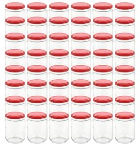 Szklane słoiki na dżem, czerwone pokrywki, 48 szt., 230 ml