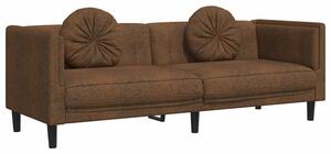 Sofa 3-os., brÄ zowa, sztuczna skÃ³ra zamszowa