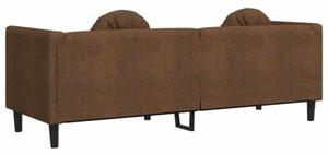 Sofa 3-os., brÄ zowa, sztuczna skÃ³ra zamszowa