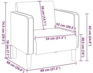 Sofa fotel z podÅokietnikami ciemnoszary 54 cm tkanina corduroy