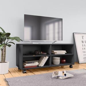 Szafka telewizyjna z kółkami, szara, 90x35x35 cm, płyta wiórowa