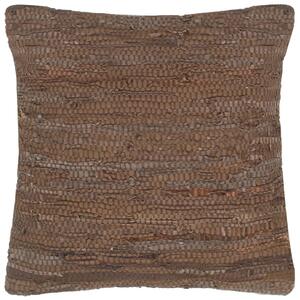Poduszki Chindi, 2 szt., brązowe, 45x45 cm, skóra i bawełna