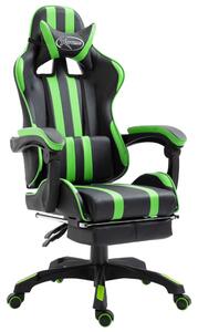 Fotel dla gracza z podnóżkiem, zielony, sztuczna skóra