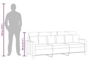 Sofa 3-osobowa, czarna, 180 cm, tapicerowana tkaninÄ