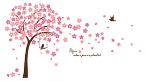 WALPLUS Naklejka dekoracyjna kwitnąca wiśnia, 320x180 cm, różowa