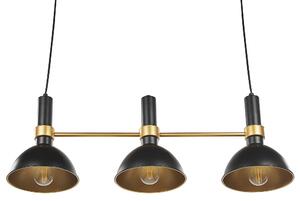 Retro vintage lampa wisząca sufitowa metalowa 3-punktowa czarna złota Beles Beliani