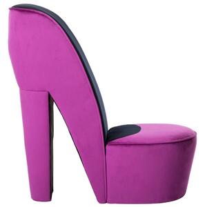 Fotel w kształcie buta na obcasie, fioletowy, aksamitny