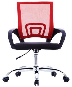 Krzesło biurowe z siatkowym oparciem, czerwone, tkanina