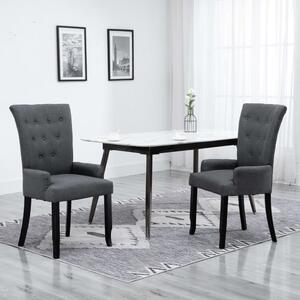 Krzesła stołowe z podłokietnikami, 2 szt., ciemnoszare, tkanina