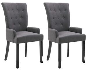 Krzesła stołowe z podłokietnikami, 2 szt., ciemnoszare, tkanina