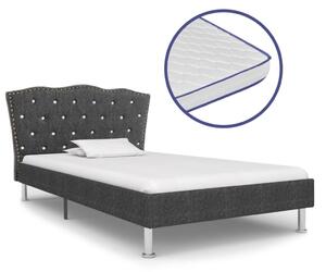 Łóżko z materacem memory, ciemnoszare, tkanina, 90x200 cm