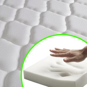 Łóżko z materacem memory, tkanina, beżowe, 160x200 cm