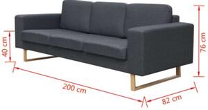 Sofa 3-os. ciemnoszara