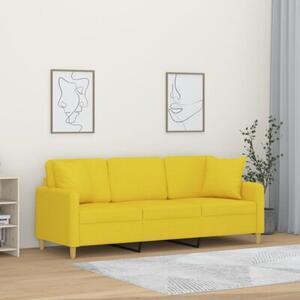 Sofa 3-osobowa wypoczynkowa z poduszkami, jasnoÅ¼Ã³Åta, 180 cm