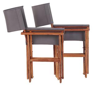 Zestaw 2 krzeseł ogrodowych ciemne drewno z szarym / wzór flamingi Cine Beliani