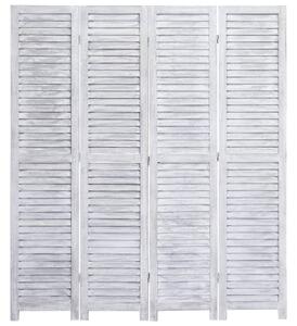 Parawan 4-panelowy, szary, 140 x 165 cm, drewniany