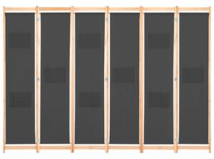 Parawan 6-panelowy, szary, 240 x 170 x 4 cm, tkanina