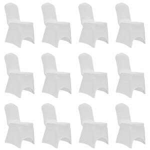 Elastyczne pokrowce na krzesła, białe, 12 szt