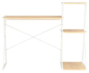 Biurko z półką, biało-dębowe, 116x50x93 cm