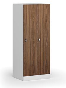 Szafa ubraniowa S1 obniżona, 2-drzwiowa, 1500 x 600 x 500 mm, demontaż, zamek obrotowy, drzwi laminowane, orzech