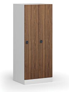 Szafa ubraniowa S1 obniżona 2-drzwiowa, 1500 x 600 x 500 mm, demontaż, zamek kodowy, drzwi laminowane, orzech