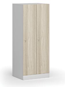 Szafa ubraniowa obniżona, 2-drzwiowa, 1500 x 600 x 500 mm, zamek cylindryczny, drzwi laminowane, dąb naturalny