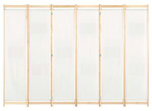 Parawan 6-panelowy, kremowy, 240 x 170 x 4 cm, tkanina