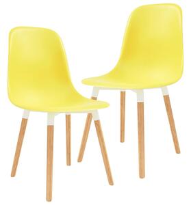 Krzesła do jadalni, 2 szt., żółte, plastik