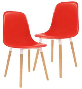 Krzesła do jadalni, 2 szt., czerwone, plastik