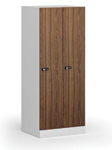Szafa ubraniowa S1 obniżona 2-drzwiowa, 1500 x 600 x 500 mm, demontaż, zamek mechaniczny z kodem, drzwi laminowane, orzech