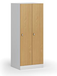 Szafa ubraniowa S1 obniżona, 2-drzwiowa, 1500 x 600 x 500 mm, zamek obrotowy, drzwi laminowane, buk