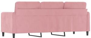 Sofa 3-osobowa, rÃ³Å¼owa, 180 cm, obita aksamitem