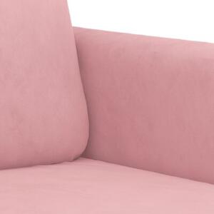 Sofa 3-osobowa, rÃ³Å¼owa, 180 cm, obita aksamitem