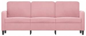 Sofa 3-osobowa, rÃ³Å¼owa, 180 cm, obita aksamitem