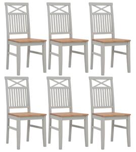 Krzesła stołowe, 6 szt., szare, lite drewno dębowe
