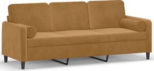 Sofa 3-osobowa z poduszkami, brÄ zowa, 180 cm, aksamit