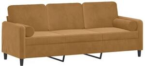 Sofa 3-osobowa z poduszkami, brÄ zowa, 180 cm, aksamit