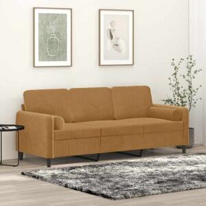 Sofa 3-osobowa z poduszkami, brÄ zowa, 180 cm, aksamit