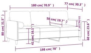 Sofa 3-osobowa z poduszkami, brÄ zowa, 180 cm, aksamit