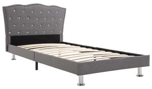 Łóżko z materacem, jasnoszare, tkanina, 90 x 200 cm