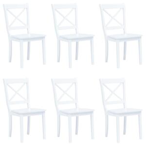 Krzesła jadalniane, 6 szt., białe, lite drewno kauczukowca