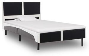 Łóżko z materacem, czarno-białe, ekoskóra, 90 x 200 cm