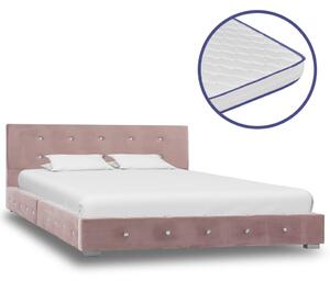 Łóżko z materacem memory, różowe, aksamit, 120 x 200 cm